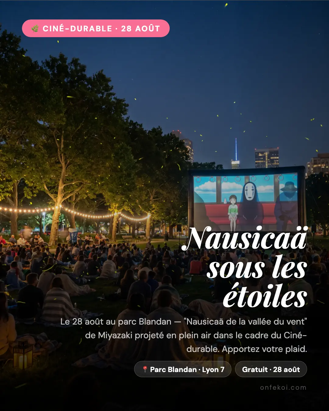 Visuel cinéma en plein air au parc Blandan